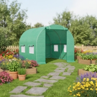 Solar de gradina 200x200x200cm, folie verde PE cu plasa 140g/mp UV, 1 usa, 4 ferestre, teava otel galvanizat 19mm THOR