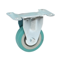 Roata fixa 65x19mm fara frana, cauciuc plin albastru, placa otel 100x59mm 35kg
