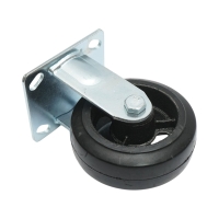 Roata fixa industriala 125x50mm fara frana, cauciuc plin negru, placa otel 115x100mm 130kg