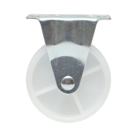 Roata fixa 73x25mm fara frana, polipropilena alba, placa otel 70x44mm 45kg