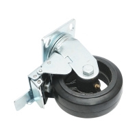 Roata pivotanta industriala 125x50mm cu frana, cauciuc plin negru, placa otel 115x100mm 130kg