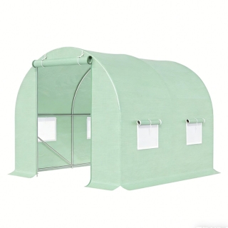 Solar de gradina 200x200x200cm, folie verde PE cu plasa 140g/mp UV, 1 usa, 4 ferestre, teava otel galvanizat 19mm THOR