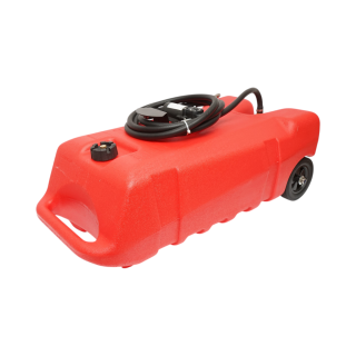 Rezervor motorina mobil portabil 53L cu pompa transfer electrica 12V, 70W, baterie Li-ion, debit 6L/min, furtun 3m si pistol Breckner Germany