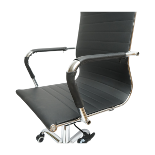 Scaun de birou directorial, piele ecologica neagra, rotativ, reglabil pe inaltime si inclinatie