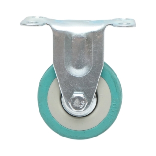 Roata fixa 50x16mm fara frana, cauciuc plin albastru, placa otel 65x50mm 27kg
