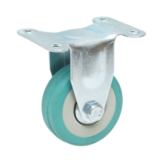 Roata fixa 50x16mm fara frana, cauciuc plin albastru, placa otel 65x50mm 27kg