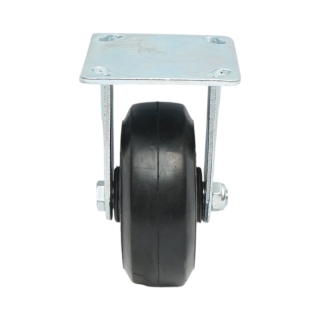 Roata fixa industriala 125x50mm fara frana, cauciuc plin negru, placa otel 115x100mm 130kg