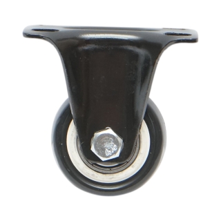 Roata fixa 42x21mm fara frana, PVC negru, placa otel 60x43mm 30kg