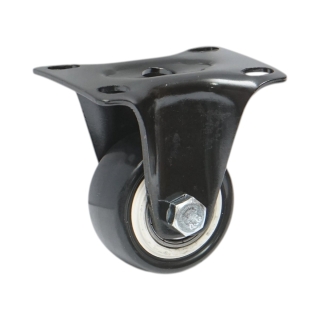 Roata fixa 42x21mm fara frana, PVC negru, placa otel 60x43mm 30kg